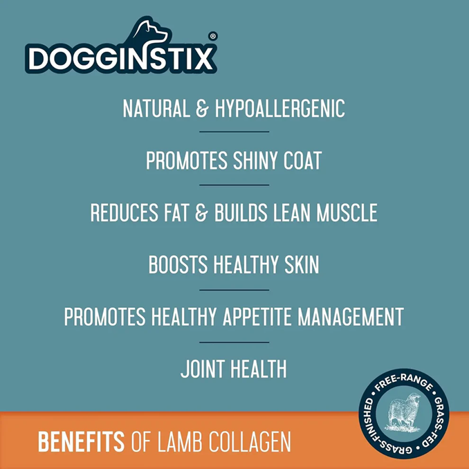 Best DOG CHEWS and TREATS.  LAMB COLLAGEN STICKS.  FREE RANGE – GRASS-FED LAMB. Premium Grade Lamb Collagen.