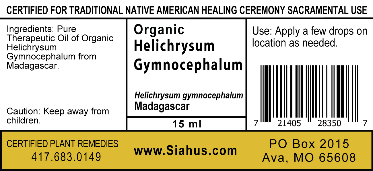 Helichrysum gymnocephalum, Organic essential oil