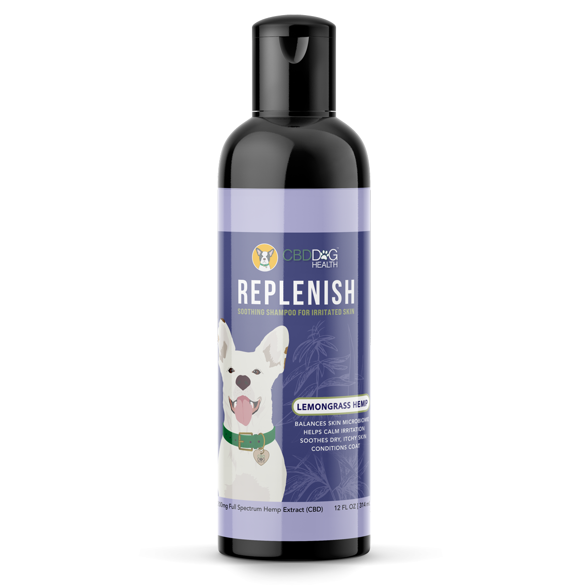 Replenish CBD Dog Shampoo soothes itchy, dry skin with 200mg full spectrum hemp extract. Gentle, hypoallergenic, and safe for sensitive dogs.